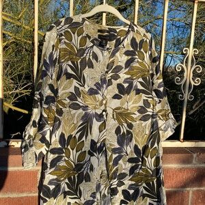 Tahari Multicolor Leaf Print Blouse